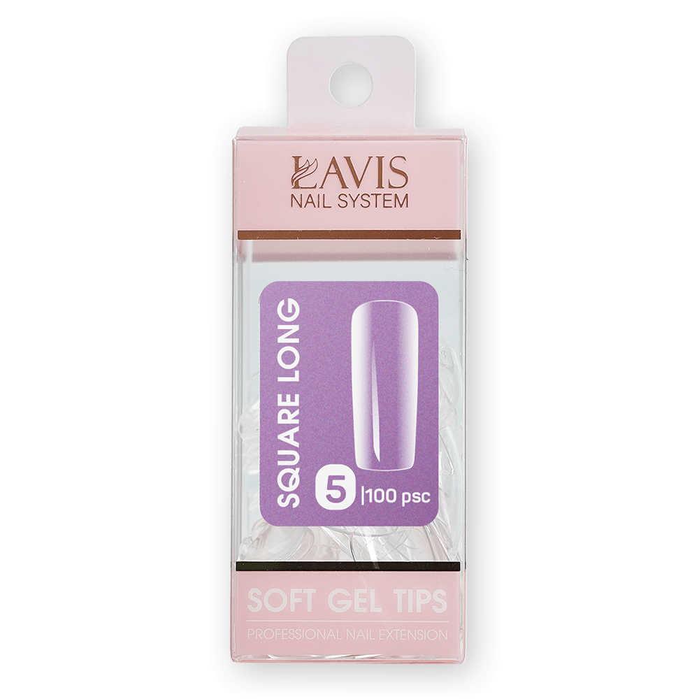 LAVIS Square Long - (100 pcs) - Soft Gel Tips Refill - DTK Nail Supply