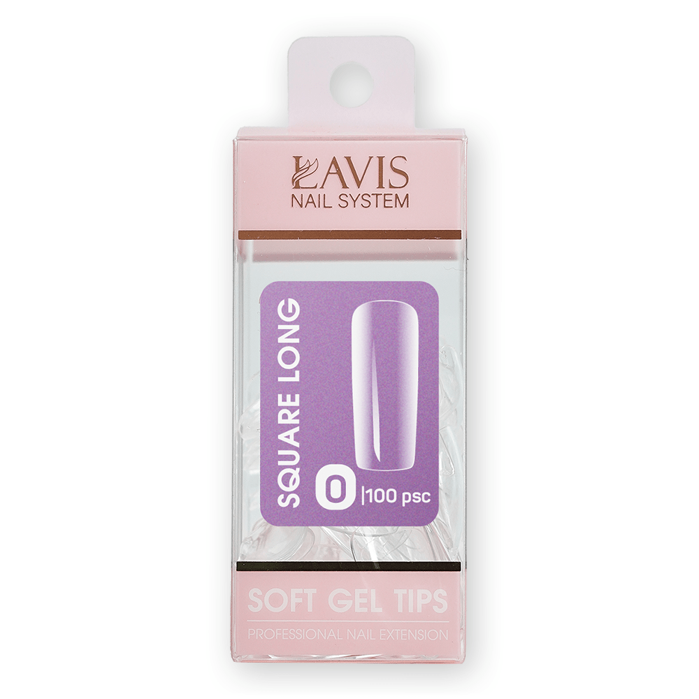 LAVIS Square Long - (100 pcs) - Soft Gel Tips Refill - DTK Nail Supply