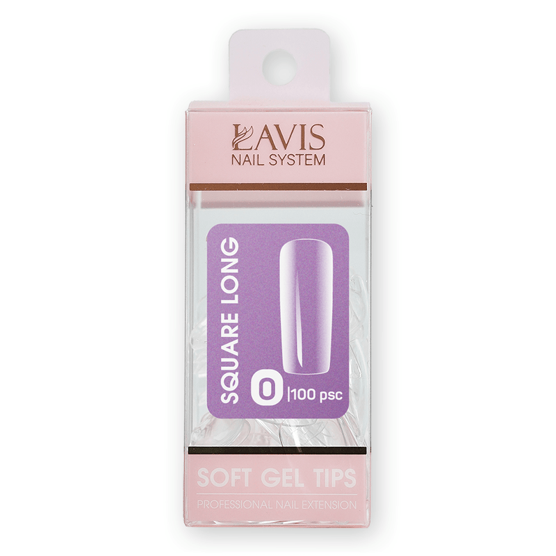 LAVIS Square Long - (100 pcs) - Soft Gel Tips Refill - DTK Nail Supply
