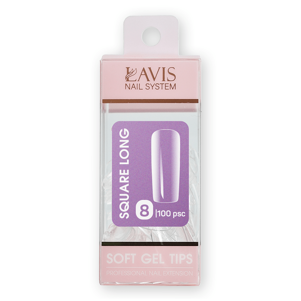 LAVIS Square Long - (100 pcs) - Soft Gel Tips Refill - DTK Nail Supply