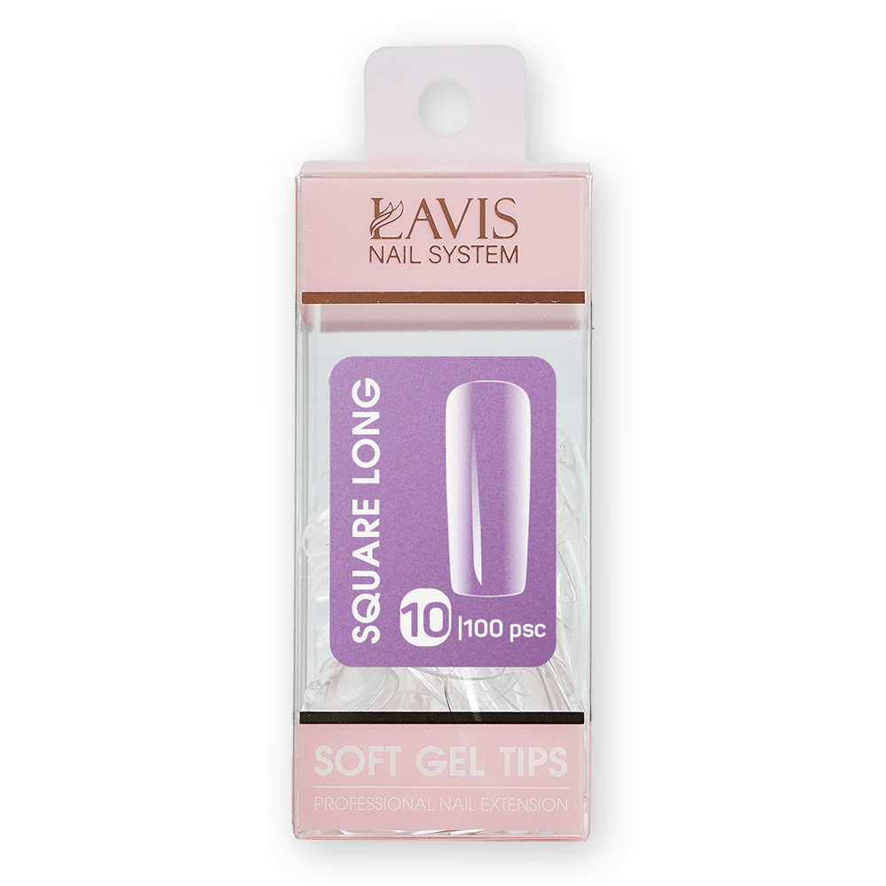 LAVIS Square Long - (100 pcs) - Soft Gel Tips Refill - DTK Nail Supply