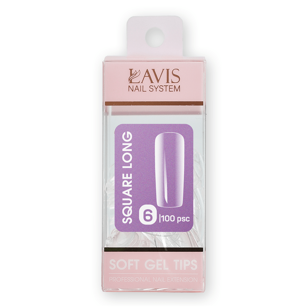 LAVIS Square Long - (100 pcs) - Soft Gel Tips Refill - DTK Nail Supply