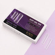 LAVIS Square Long - 15 Sizes Clear - Soft Gel Tips - DTK Nail Supply