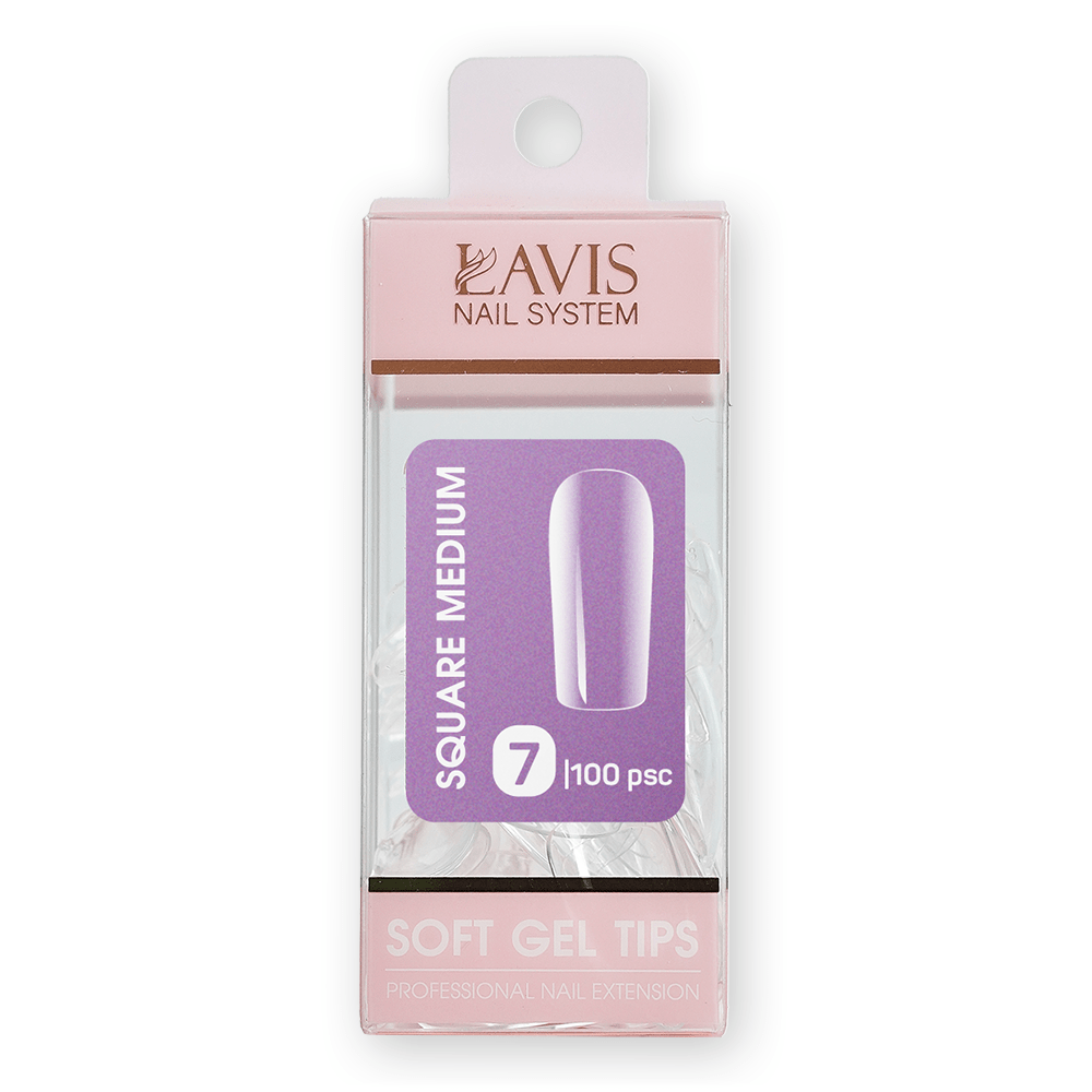 LAVIS Square Medium - (100 pcs) - Soft Gel Tips Refill - DTK Nail Supply