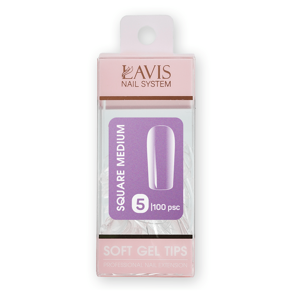 LAVIS Square Medium - (100 pcs) - Soft Gel Tips Refill - DTK Nail Supply