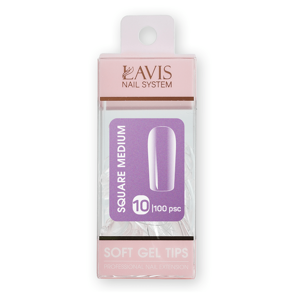 LAVIS Square Medium - (100 pcs) - Soft Gel Tips Refill - DTK Nail Supply