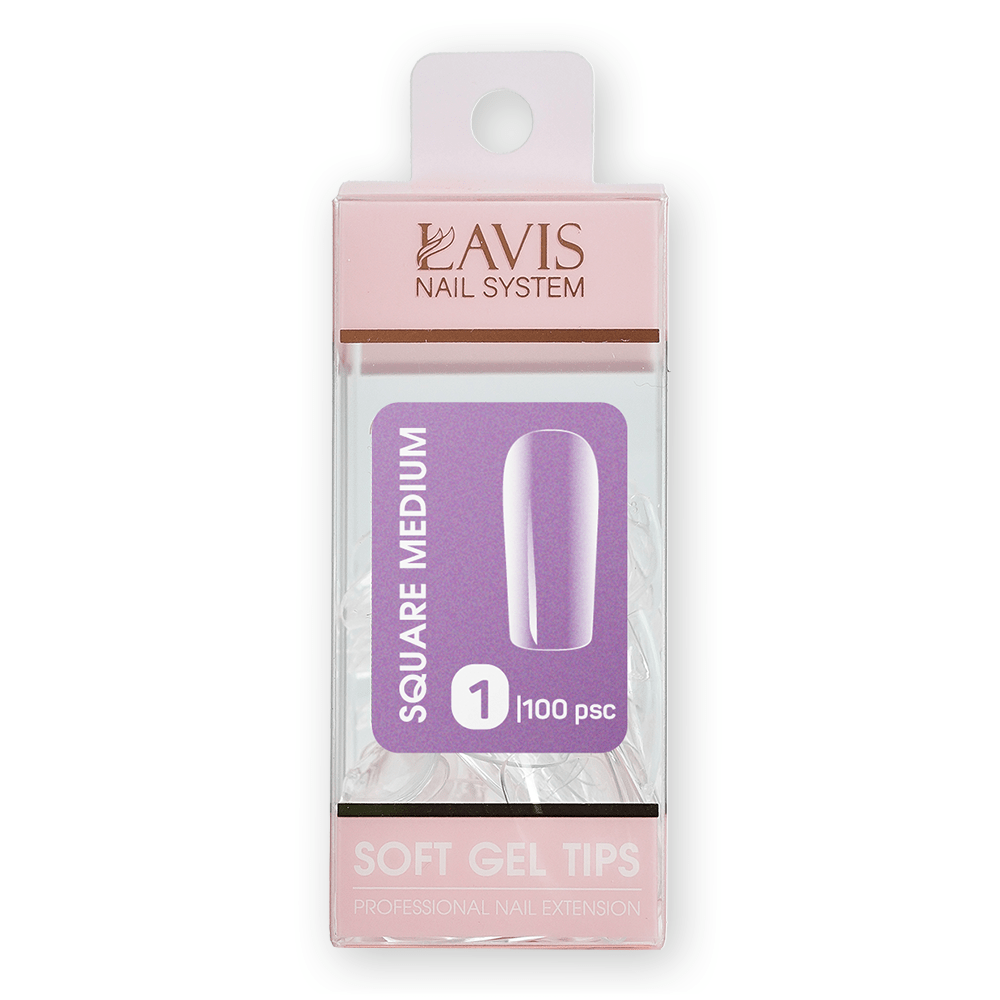 LAVIS Square Medium - (100 pcs) - Soft Gel Tips Refill - DTK Nail Supply