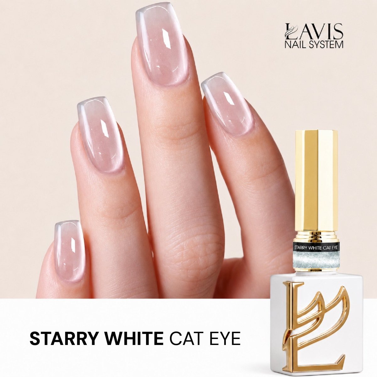 Lavis Starry White Cat Eye Gel (Super Clear Cat Eye) - DTK Nail Supply