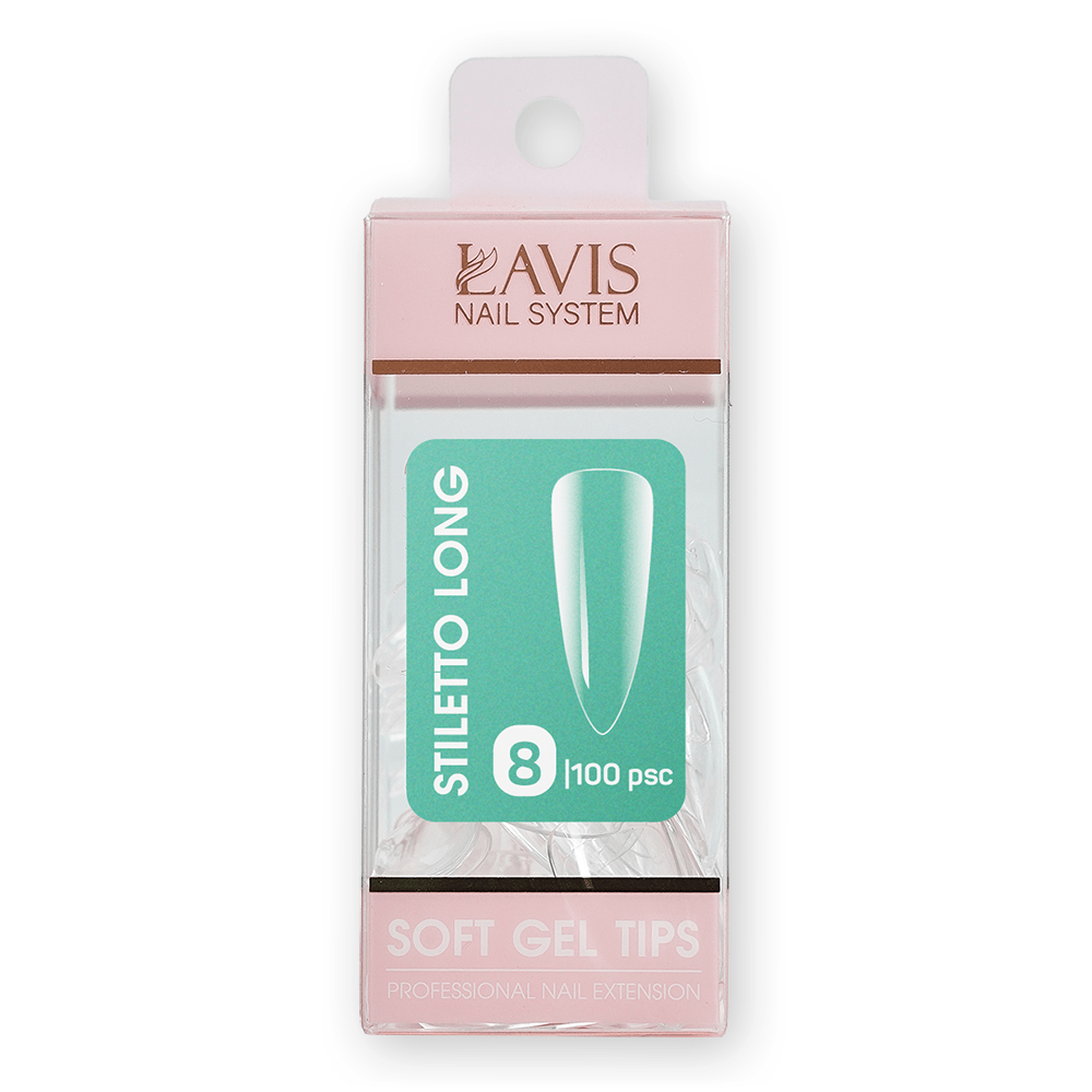 LAVIS Stiletto Long - (100 pcs) - Soft Gel Tips Refill - DTK Nail Supply