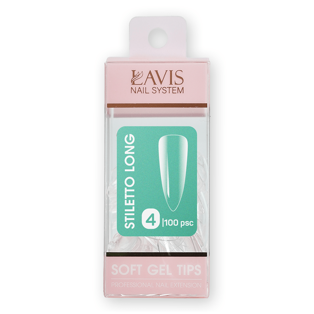 LAVIS Stiletto Long - (100 pcs) - Soft Gel Tips Refill - DTK Nail Supply