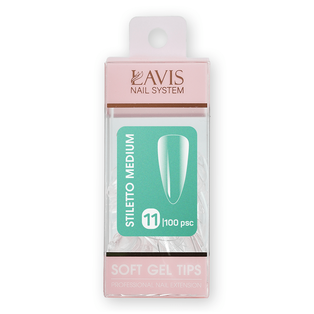 LAVIS Stiletto Medium - (100 pcs) - Soft Gel Tips Refill - DTK Nail Supply