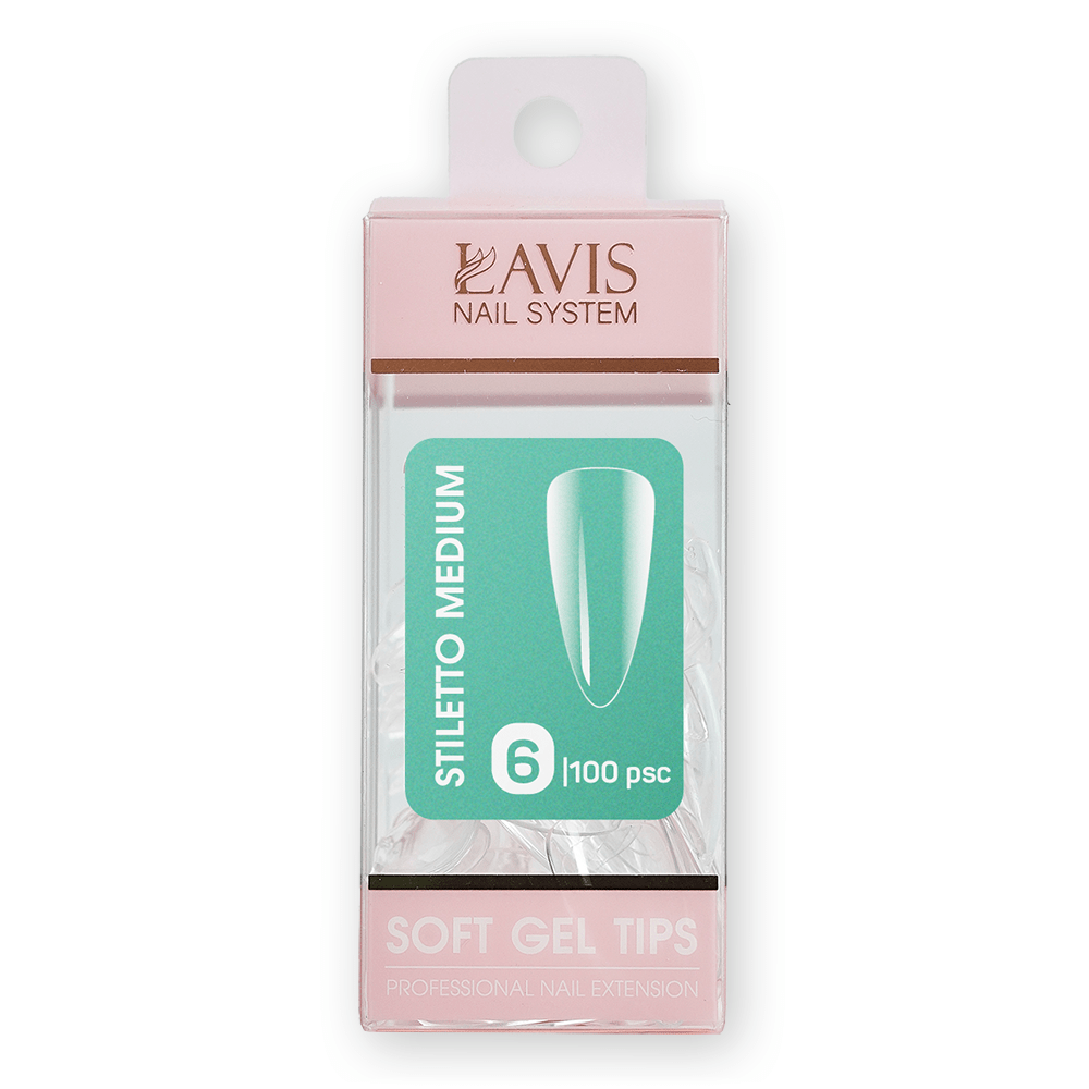 LAVIS Stiletto Medium - (100 pcs) - Soft Gel Tips Refill - DTK Nail Supply
