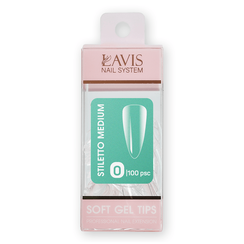 LAVIS Stiletto Medium - (100 pcs) - Soft Gel Tips Refill - DTK Nail Supply