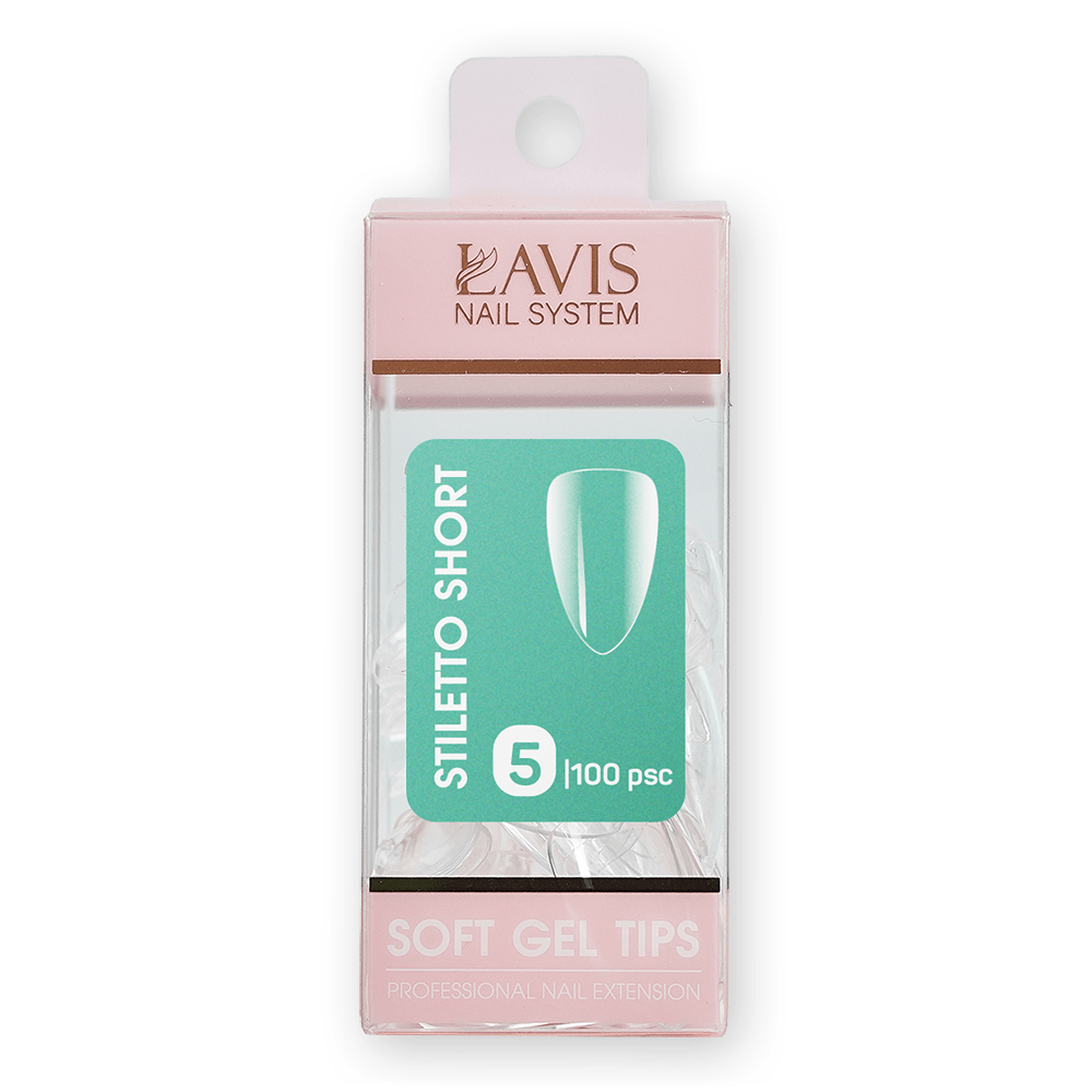 LAVIS Stiletto Short - (100 pcs) - Soft Gel Tips Refill - DTK Nail Supply