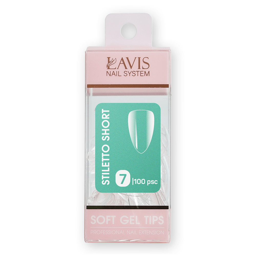 LAVIS Stiletto Short - (100 pcs) - Soft Gel Tips Refill - DTK Nail Supply