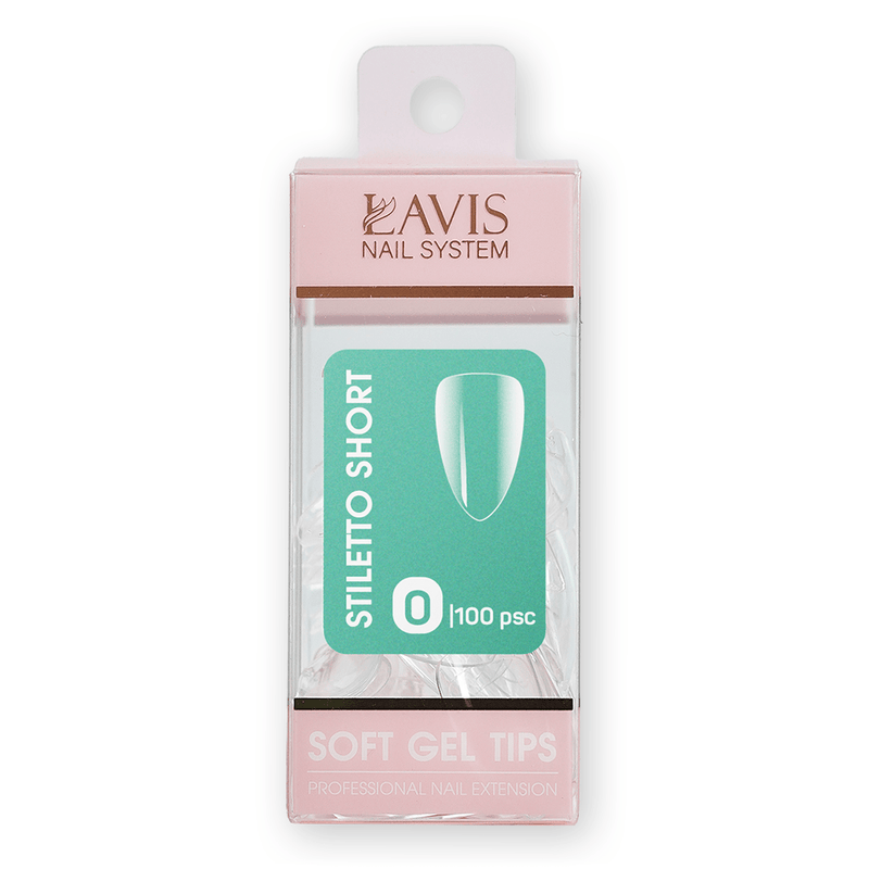 LAVIS Stiletto Short - (100 pcs) - Soft Gel Tips Refill - DTK Nail Supply