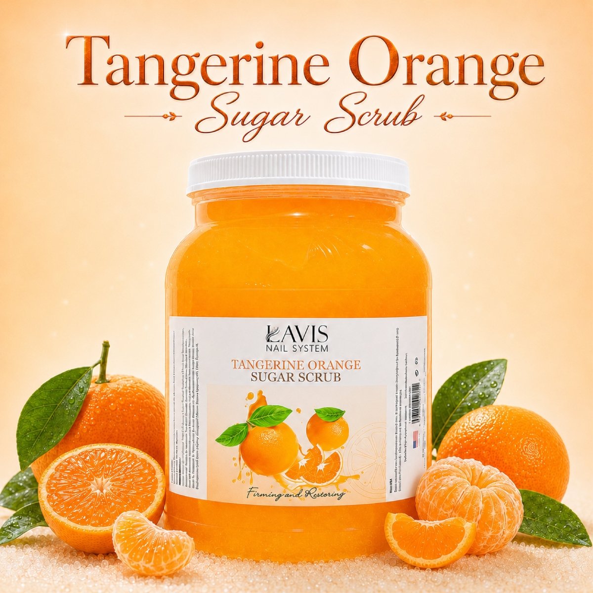 LAVIS Tangerine Orange Sugar Scrub for Pedicure — 1-Gallon Salon Refill - DTK Nail Supply