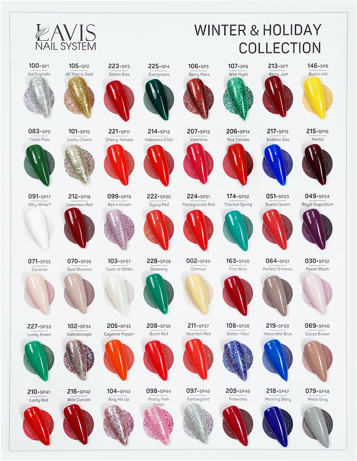 Lavis 3 in 1 Set 48 Colors Winter & Holiday + FREE Sample Color Chart + FREE Velvet Ember or Glow Cat Eye Set