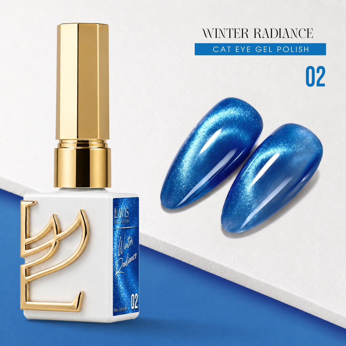 LAVIS Cat Eye - Set 12 Colors - Gel Polish 0.5 oz - Winter Radiance Collection + FREE Sample Color Chart + FREE Cat Eye Magnet (6in1 or 5in1) - DTK Nail Supply