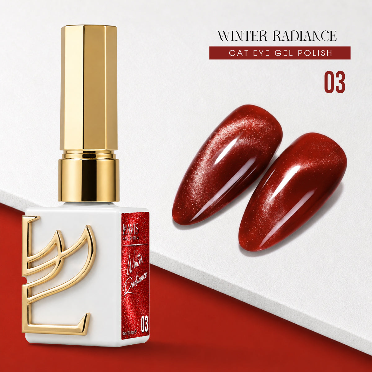 LAVIS Cat Eye - Set 12 Colors - Gel Polish 0.5 oz - Winter Radiance Collection + FREE Sample Color Chart + FREE Cat Eye Magnet - DTK Nail Supply