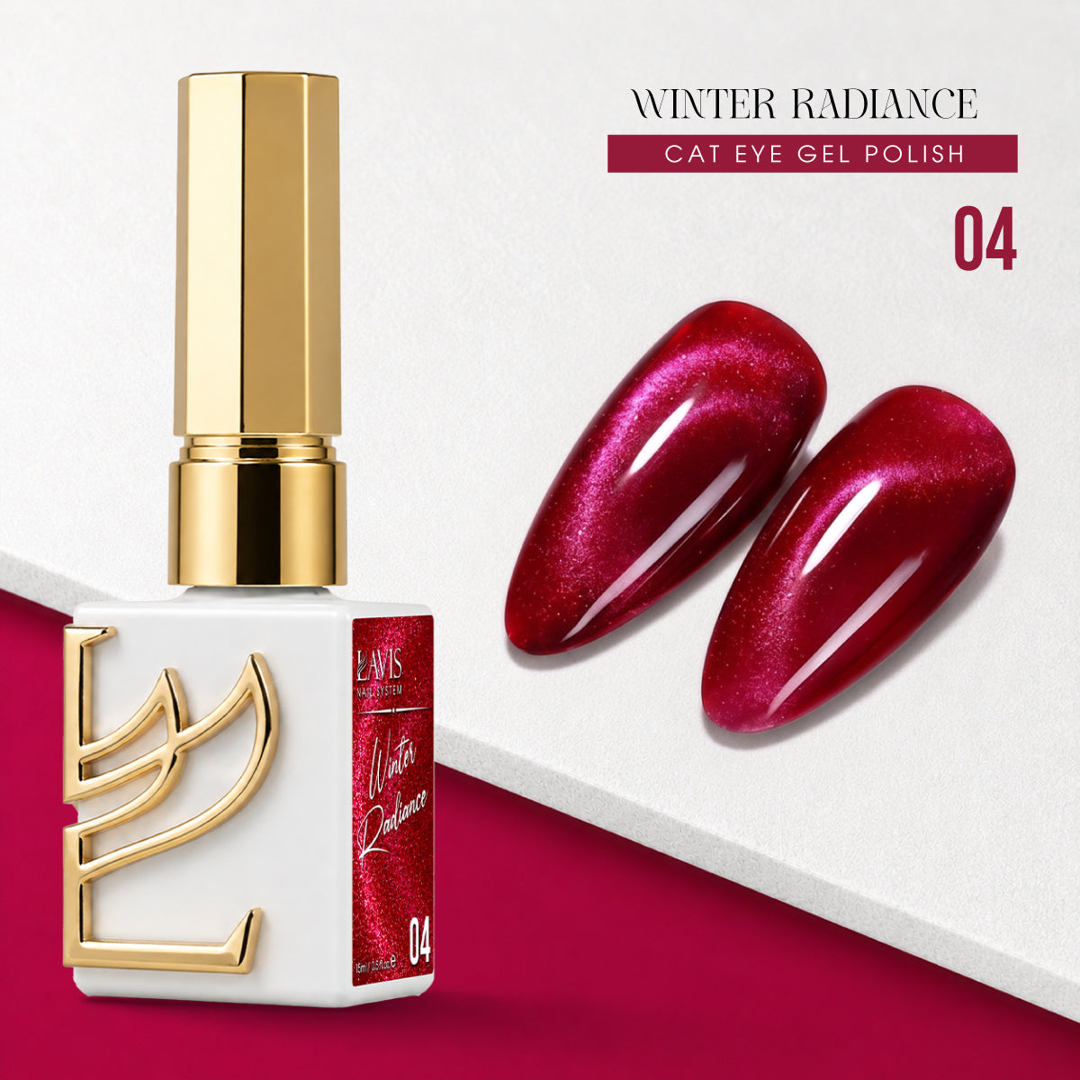 LAVIS Cat Eye - Set 12 Colors - Gel Polish 0.5 oz - Winter Radiance Collection + FREE Sample Color Chart + FREE Cat Eye Magnet (6in1 or 5in1) - DTK Nail Supply
