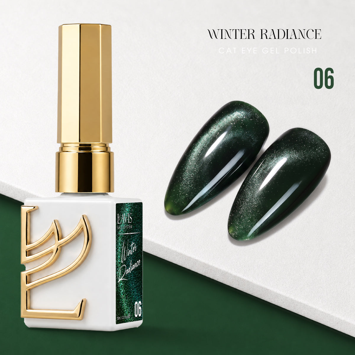 LAVIS Cat Eye - Set 12 Colors - Gel Polish 0.5 oz - Winter Radiance Collection + FREE Sample Color Chart + FREE Cat Eye Magnet (6in1 or 5in1) - DTK Nail Supply