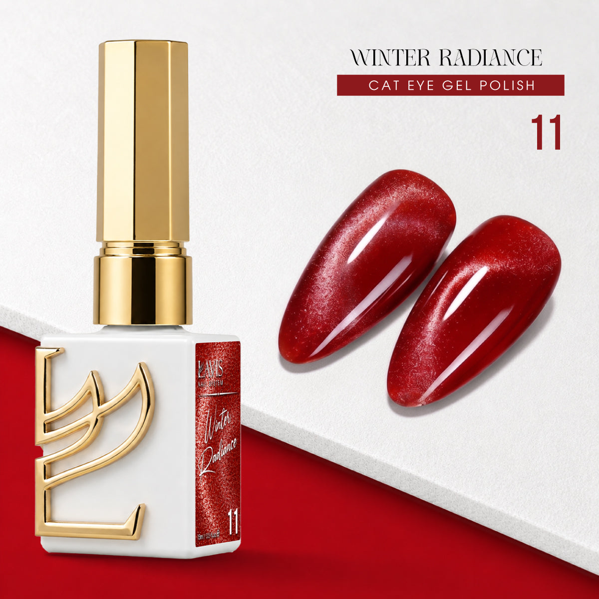 LAVIS Cat Eye - Set 12 Colors - Gel Polish 0.5 oz - Winter Radiance Collection + FREE Sample Color Chart + FREE Cat Eye Magnet - DTK Nail Supply