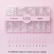 Lavis - XL Almond - Clear - 504 Pcs - DTK Nail Supply