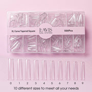 Lavis - XL Curve Tapered Square - Clear - 500 Pcs - DTK Nail Supply