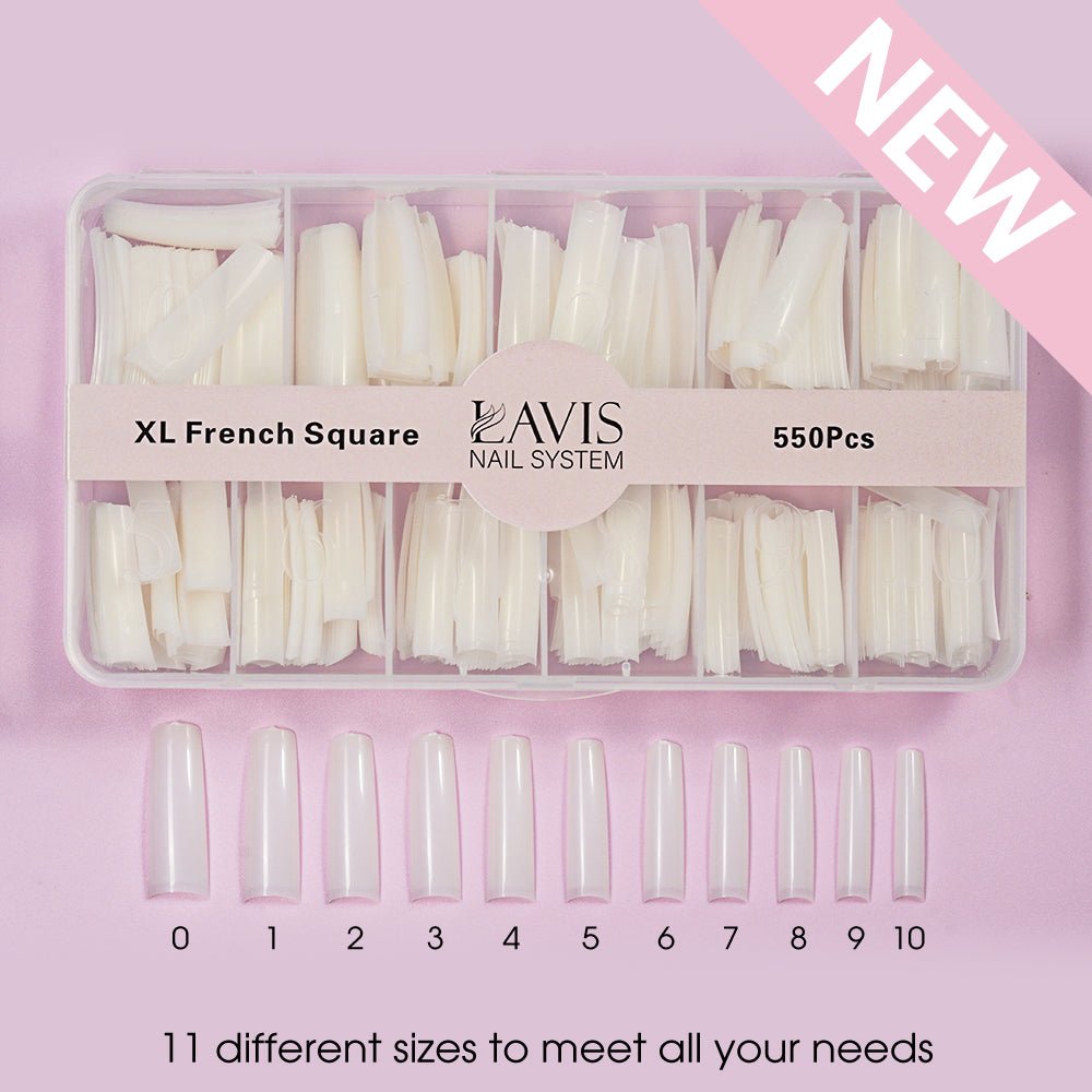 LAVIS - XL FRENCH SQUARE - Natural - 550 Pcs - DTK Nail Supply