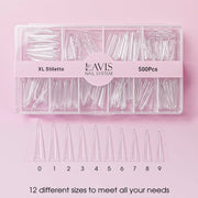Lavis - XL Stiletto - Clear - 500 Pcs - DTK Nail Supply