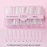Lavis - XXL Coffin No Curve - Clear - 500 Pcs - DTK Nail Supply