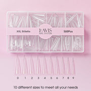 Lavis - XXL Stiletto - Clear - 500 Pcs - DTK Nail Supply