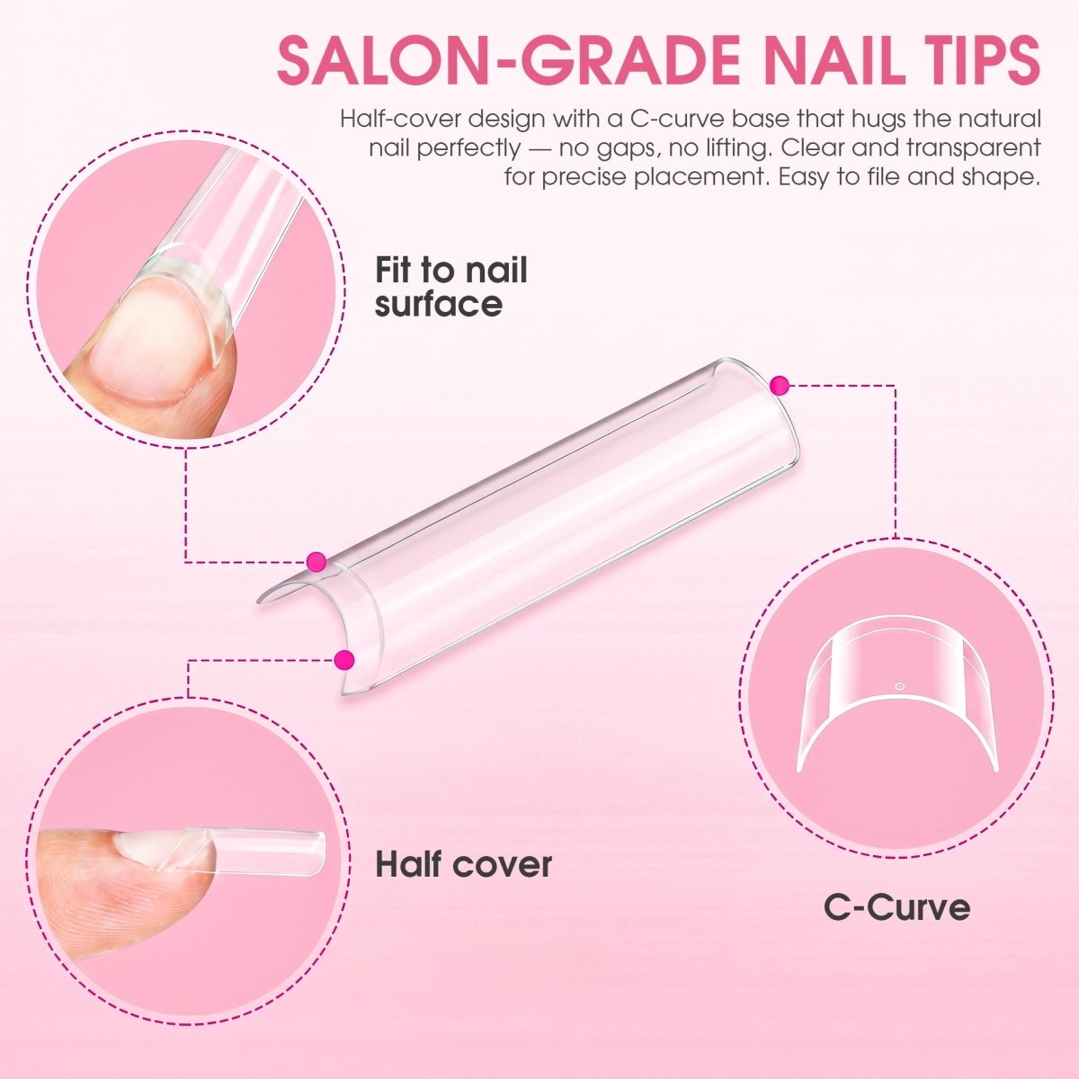 Lavis - XXL Stiletto - Clear - 500 Pcs - DTK Nail Supply
