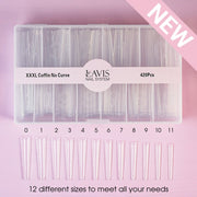 LAVIS - XXXL COFFIN NO CURVE - Clear - 420 Pcs - DTK Nail Supply