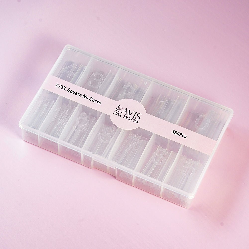 LAVIS - XXXL SQUARE NO CURVE - Clear - 420 Pcs - DTK Nail Supply