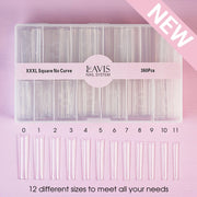 LAVIS - XXXL SQUARE NO CURVE - Clear - 420 Pcs - DTK Nail Supply