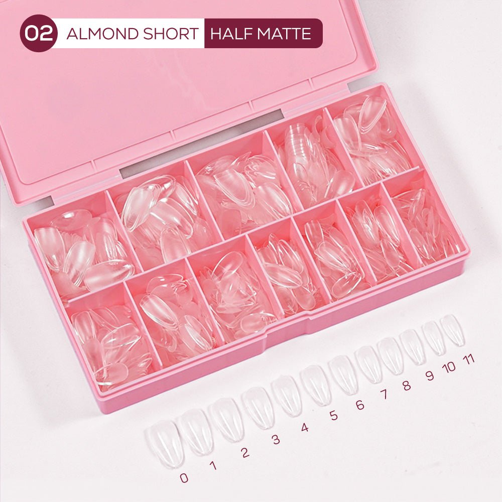LDS - 02 Almond Short Half Matte Nail Tips (Full Cover) (Box of 600PCS) - DTK Nail Supply