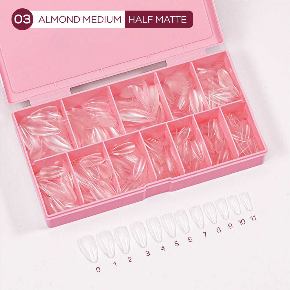 LDS - 03 Almond Medium Half Matte Nail Tips (Full Cover) (Box of 600PCS) - DTK Nail Supply