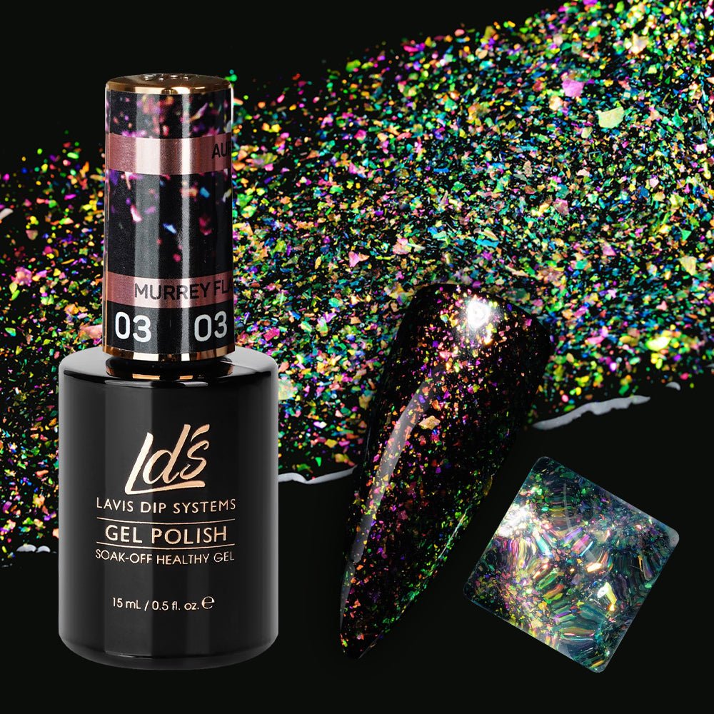 LDS 03 Murrey Flash - Gel Polish 0.5 oz - Aurora Top Coat - DTK Nail Supply