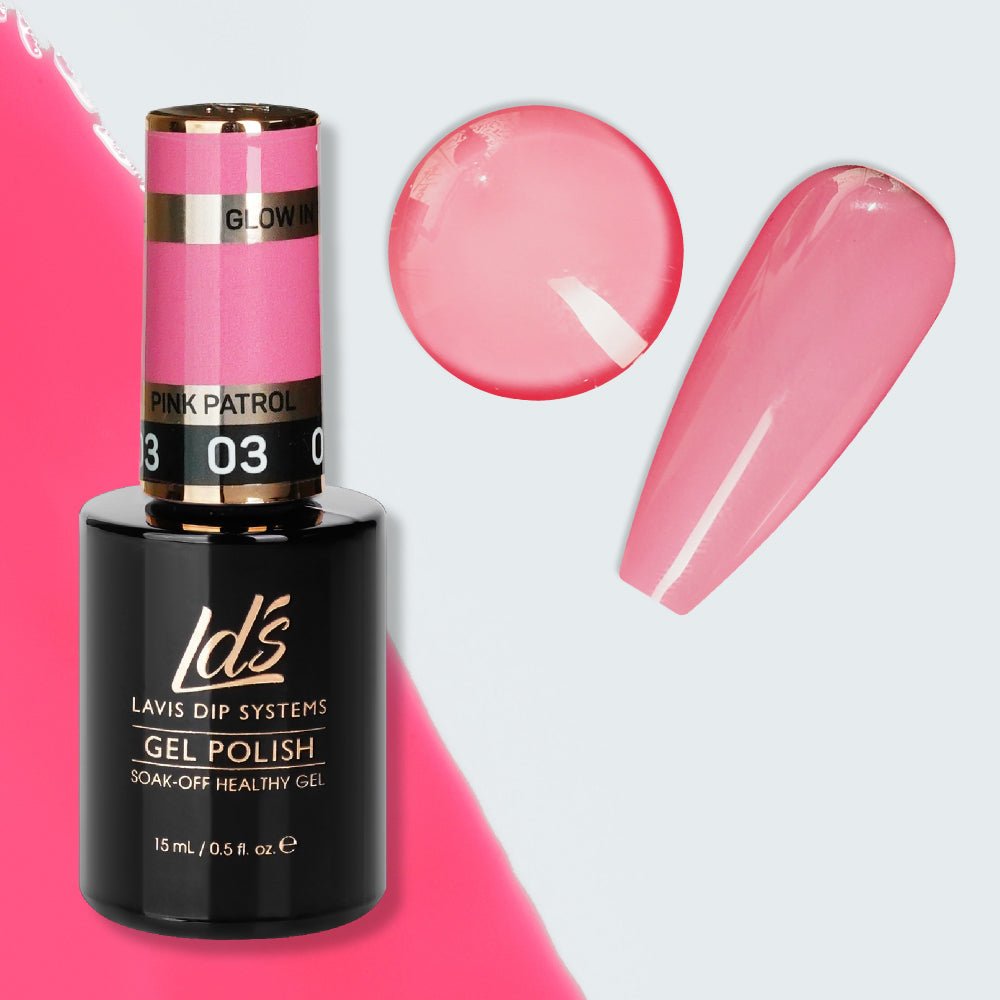 LDS 03 Pink Patrol - Gel Polish 0.5 oz - Glow In The Dark - DTK Nail Supply