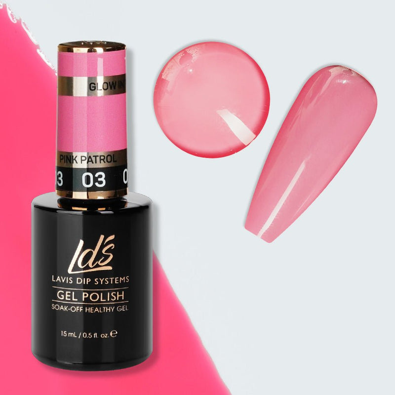 LDS 03 Pink Patrol - Gel Polish 0.5 oz - Glow In The Dark - DTK Nail Supply