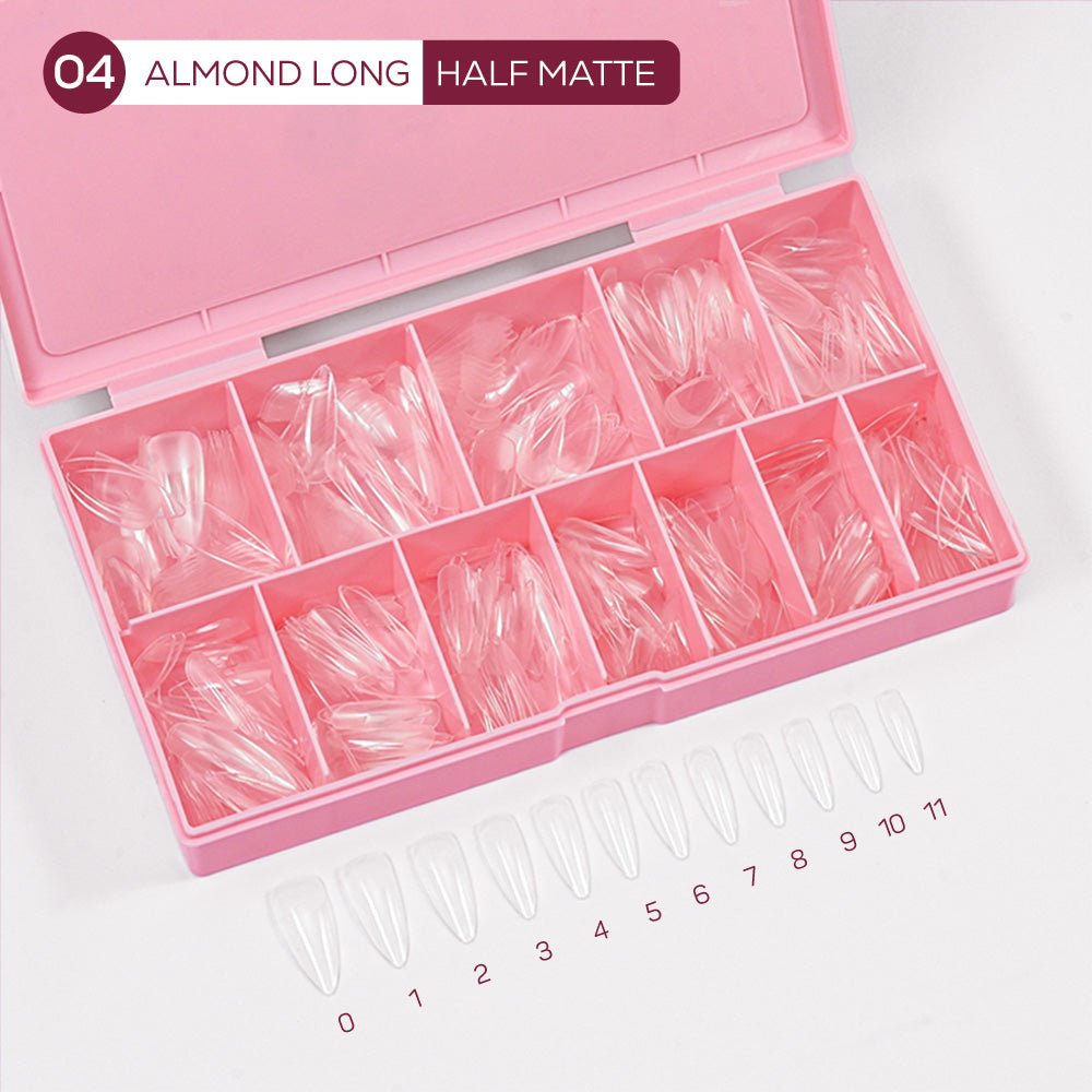 LDS - 04 Almond Long Half Matte Nail Tips (Full Cover) (Box of 600PCS) - DTK Nail Supply
