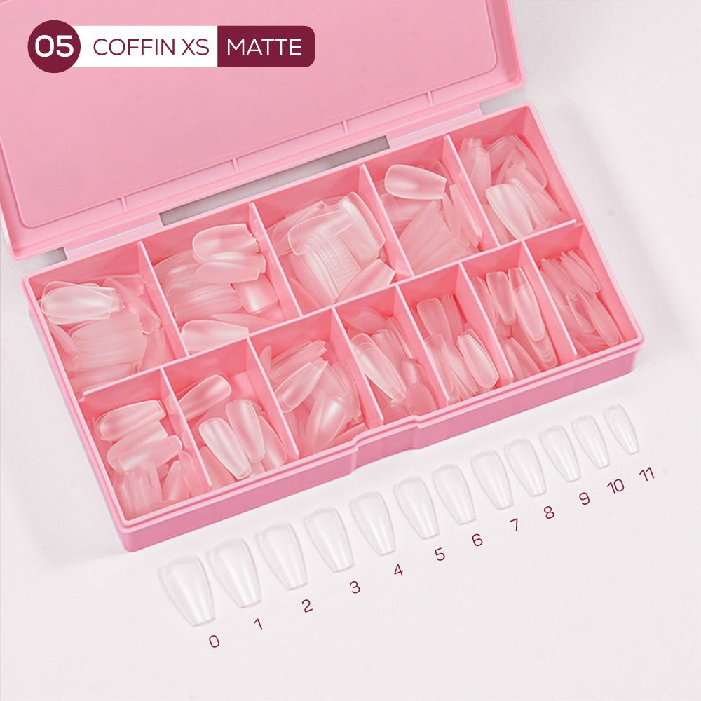 LDS - 05 Coffin XS Matte Nail Tips (Full Cover) (Box of 600PCS) - DTK Nail Supply