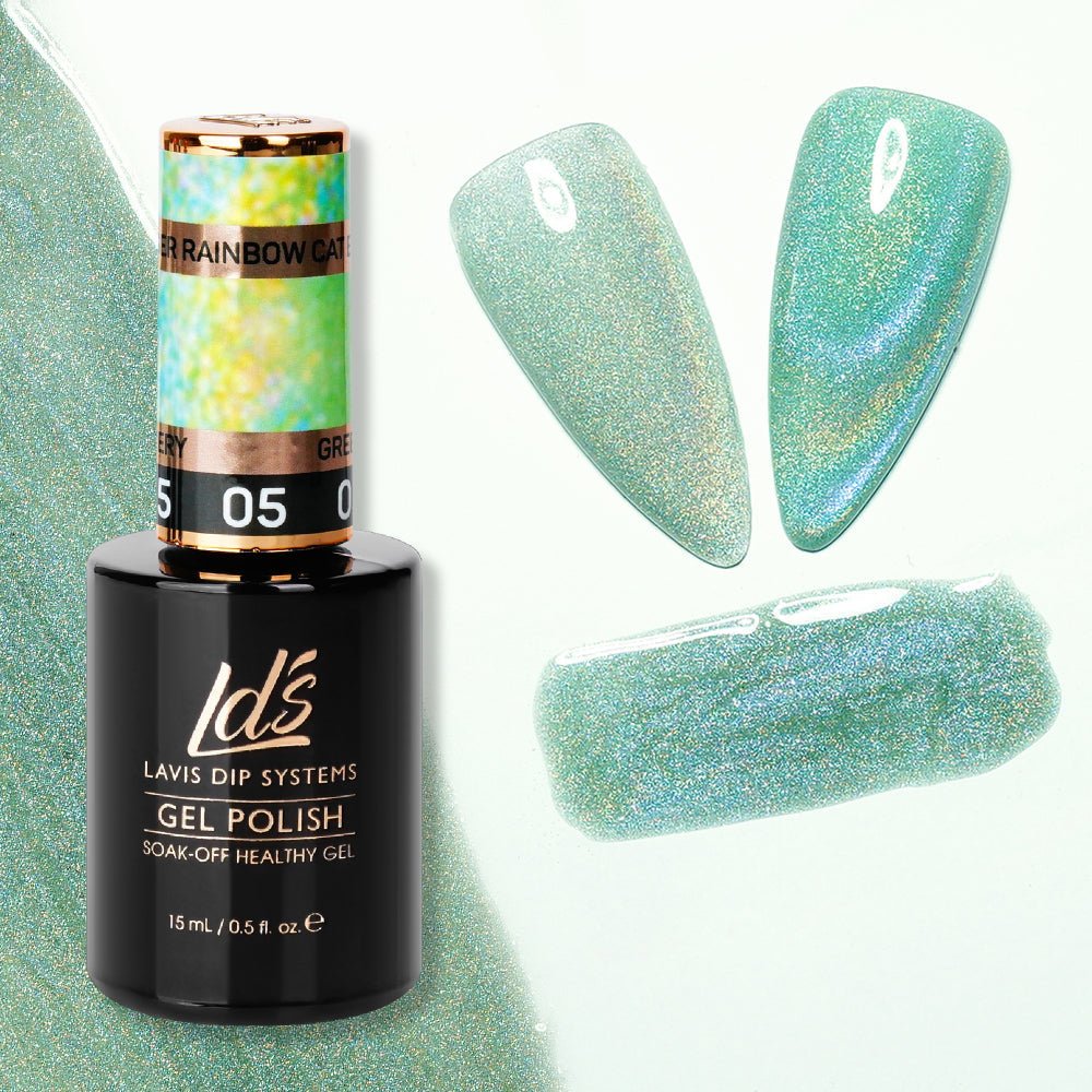 LDS 05 Greenery - Gel Polish 0.5 oz - Laser Rainbow Cat Eye - DTK Nail Supply