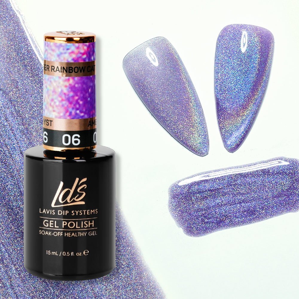 LDS 06 Amethyst - Gel Polish 0.5 oz - Laser Rainbow Cat Eye - DTK Nail Supply