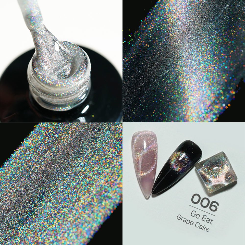 LDS 06 Go Eat Grape Cake - Gel Polish 0.5 oz - 9D Rainbow Cat Eyes - DTK Nail Supply