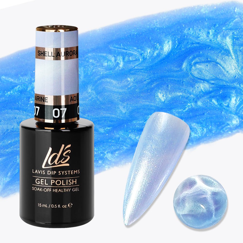 LDS 07 Aquamarine - Gel Polish 0.5 oz - Shell Aurora - DTK Nail Supply