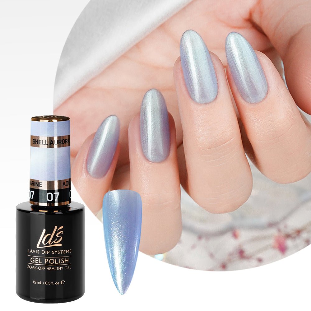 LDS 07 Aquamarine - Gel Polish 0.5 oz - Shell Aurora - DTK Nail Supply
