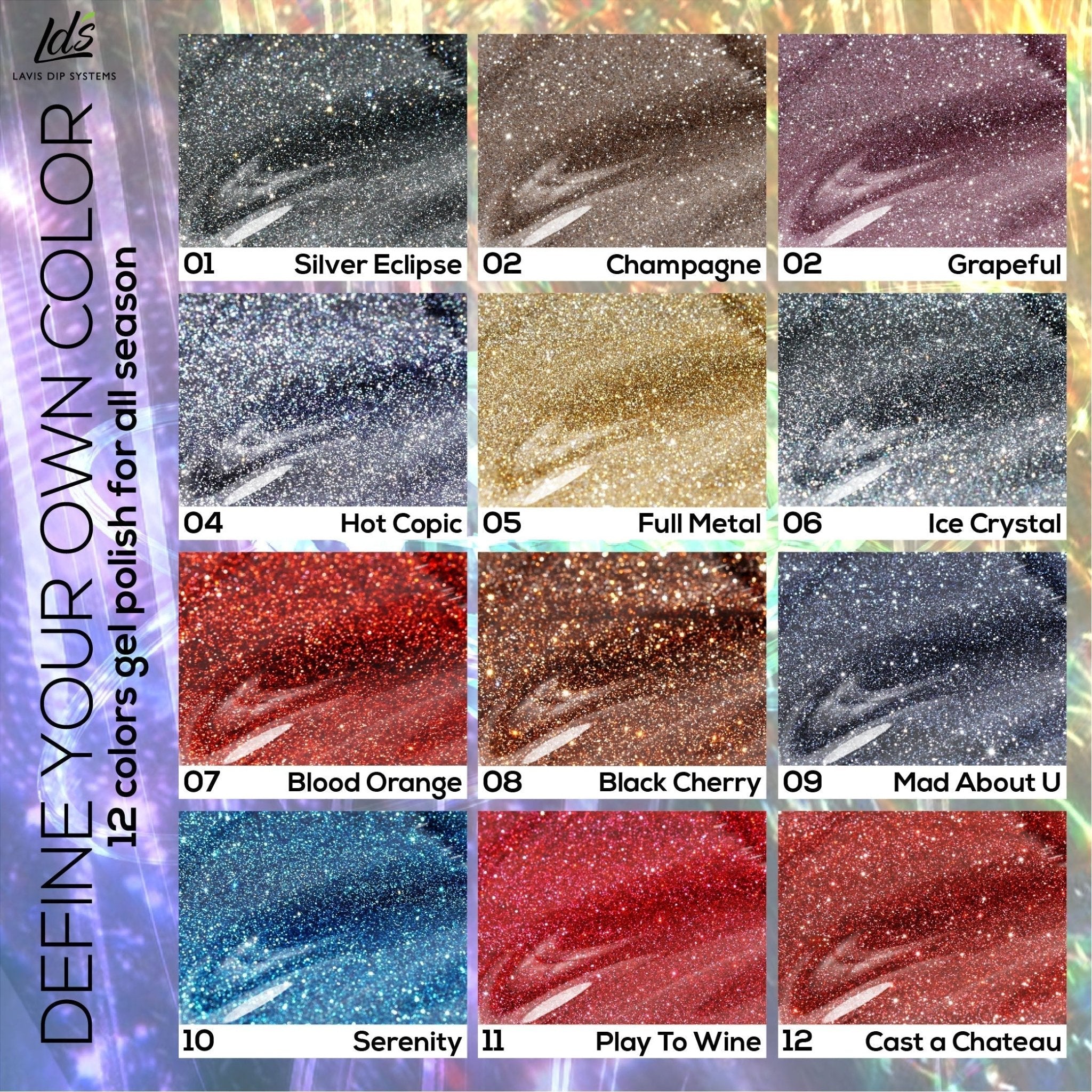 LDS 07 Blood Orange (ver2) - Gel Polish 0.5 oz - Diamond Reflective Glitter - DTK Nail Supply